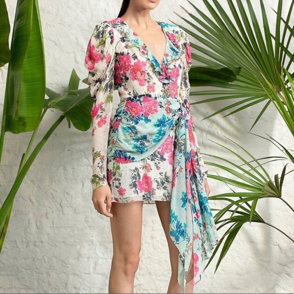 BNWT ROCOCO SAND  Floral Dress in Whimsical Blue Resort Coastal Wear